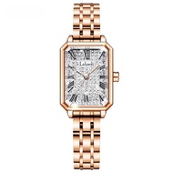 Labaoli Rose Gold Steel Band Square Watch Full Sky Star LA156 นาฬิกาข้อมือควอตซ์แบรนด์จีนรุ่นใหม่ El