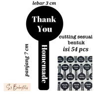 Thank you Home Made black seal label Sticker, contents 54 pcs