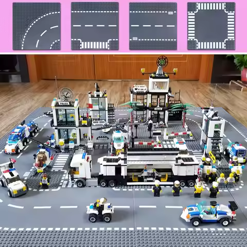 Building Blocks Accessories Floor 25.5*25.5cm City Roads Street Compatible Lego Small Particles DIY 