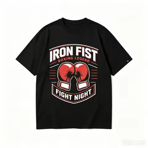 Iron Fist Fight Night Boxing Graphic Men T‑Shirt Vintage Sport Gloves Print Casual Short Sleeve Stre
