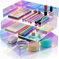 Suzile 3 Pcs Iridescent Acrylic Letter Organizer 12.6 x 9.5 x 2.8 Inches Stackable Iridescent Letter