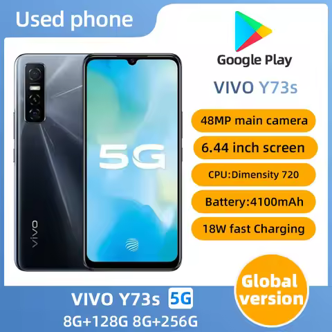 VIVO Y73S 5G 6.44in 2400x1080px Android CPU Dimensity 720 4100mAh 48MP Cameras Used Phone