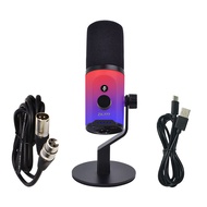 HAPPY TIME-XLR/USB Dynamic Microphone with XLR Cable RGB for Podcasting Recording Gaming Live Stream
