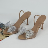 New store openingNew 2025 Summer Women Sandals Diamond Bow Decoration Transparent Open Toe Evening P