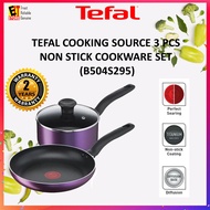 TEFAL COOKING SOURCE 3 PCS NON STICK COOKWARE SET (B504S295) -FryPan 24cm + SaucePan 18cm + 18cm Gla