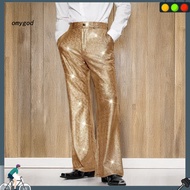 OMG Sequins Suit Trousers Sequin Detail Men Trousers Men's Shiny Sequin Wide Leg Suit Pants with Poc