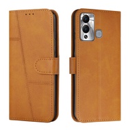 Phone Case For infinix Hot 20 Play Hot 20i Hot 12 Pro Hot 20 4G Hot 20 5G Hot 20s Hot 11 2022 Hot 12 Play Hot 12 Hot 12i, Skin Feeling PU Leather Case With Card Slot Bracket Shockproof Design