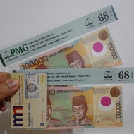 2 Pcs Urut PMG68 EPQ 100000 Rupiah Soekarno Hatta Polymer