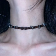 Women’s Punk Dark Aesthetic Choker Necklace Minimalist Baddie Collar Chain Jewelry Kalung Choker Wan