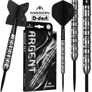 MISSION STEEL TIP DARTS - 22G/24G  Argent Silver 90% TUNGSTEN DART