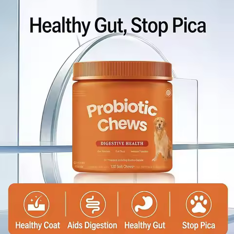 Dog Probiotic Chews Digestive Health Support Chicken Flavor 120 Count Soft Chews Gut & Immune Suppor
