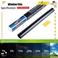 SUHU 1Roll 50x3m Car Foils, Scratch Resistant Heat UV Block Window Tint Film, Durable Black Solar UV Protection VLT 1%-50% Glass Sticker Windshield