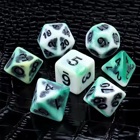 White Green Polyhedral dice Game Family Party Dice Game D4 D6 D8 D10 D12 D20