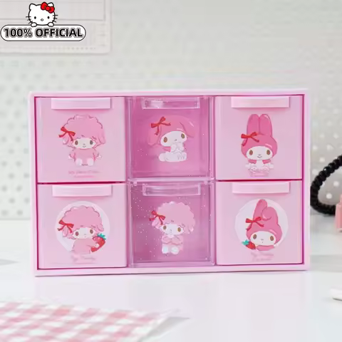 Genuine Sanrio My Melody Piano 6-Grid Storage Box Cartoon Multifunctional Desktop Organizer For Stud