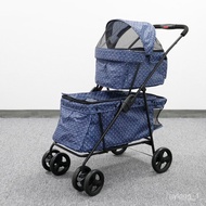 Factory Direct Double-Layer Pet Stroller Dog Stroller Breathable Portable Foldable Pet Cart Dogs and Cats Stroller