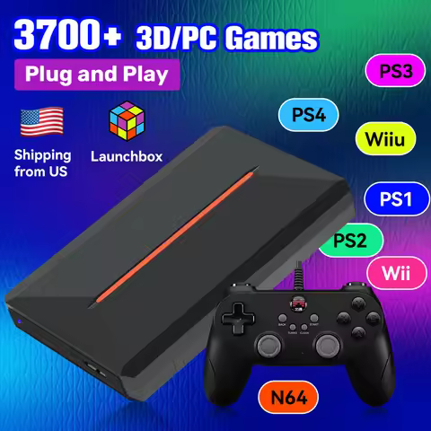 Launchbox OS 500GB Portable Gaming HDD Retro Game Console with 3700+PC/3D Games for PS4/PS3/PS2/PS1/