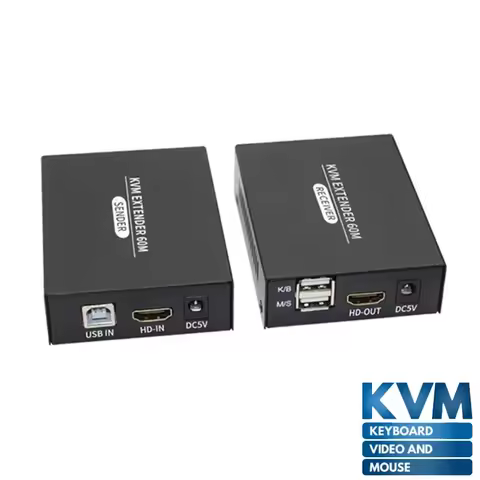 60M HDMI KVM Extender over Cat5/6 Ethernet Cable 1080P HDMI USB KVM RJ45 LAN Extender Support Keyboa