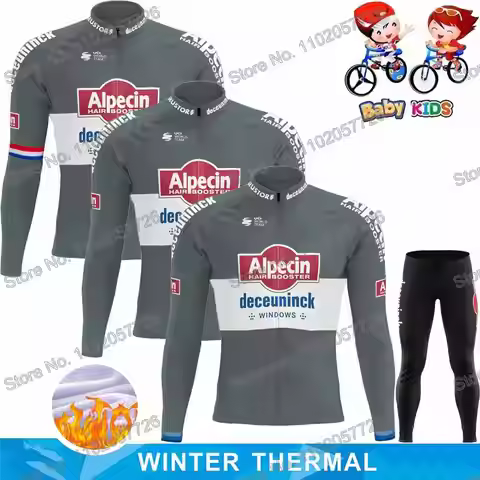 Kids Alpecin Deceuninck 2025 European Champion Cycling Clothing Winter Cycling Jersey Set Autumn Bik