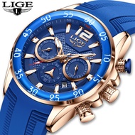 LIGE Newest watches for men Multi Colors Silicon Strap Waterproof Chronograph Sports seiko automatic watch