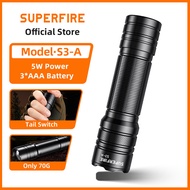 SUPERFIRE S3-A 3W Keychain Flashlight Use AAA Battery Waterproof Powerful Torch LED Lanterna for Cam