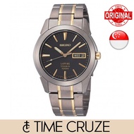 [Time Cruze] Seiko SGG735 Sapphire Titanium Two Tone Black Dial Analog Quartz Men's Watch SGG735P1 SGG735P