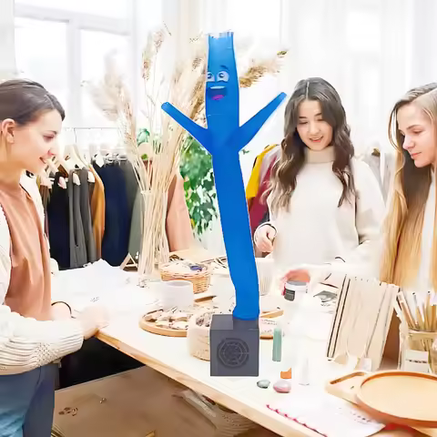 Naisi 3 Pcs Pack Mini Tube Man Funny Gag Birthday Gift Wacky Waving Inflatable Guy with Blower Deskt