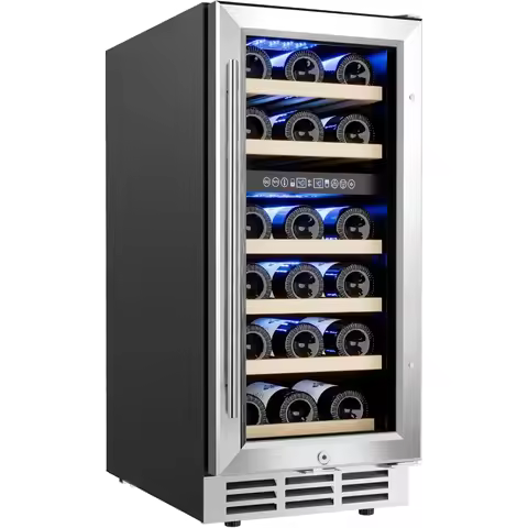 15 Inch Dual Zone Wine Fridge Chiller with Digital Temperature Control Upgraded Compressor Wine Cool