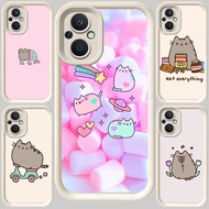 M-17 Pusheen White Paint Casing for OPPO Reno 8 Find X5 7 7Z 8Z Lite 5G