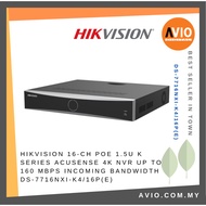 HIKVISION 16-ch PoE 1.5U K Series AcuSense 4K NVR Up to 160 Mbps DS-7716NXI-K4/16P(E)