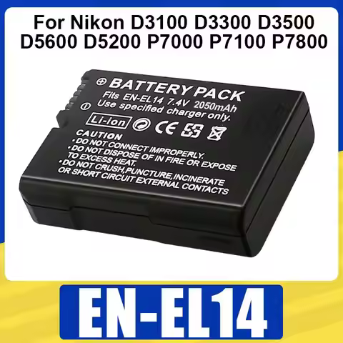 Li-ion EN-EL14 Battery 2050mAh EN-EL14A Rechargeable Battery For Nikon D3100 D3300 D3500 D5600 D5200