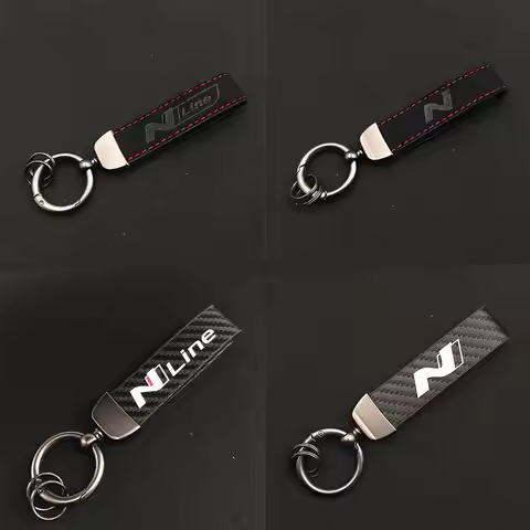 Carbon Leather Letter N Line Keychain Women Men Car Keyring For i20 i10 i30 Car N Line Keychain Acce
