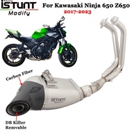 Full System Motorcycle Exhaust Escape For Kawasaki Ninja 650 650R Z650 2017-2023 Modify Front Link Pipe Carbon Muffler D
