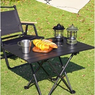Outdoor folding table, camping glamping picnic table and chairs, portable outdoor equipment and supp