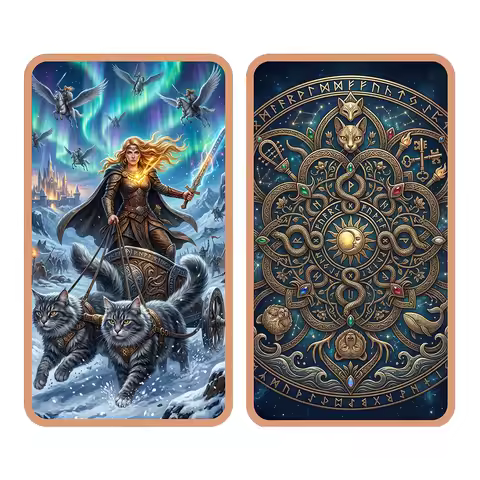 999 Fine Copper Bar Norse Goddess Freya with Cats & Valkyries 1 oz Pure Copper Collectible Beauty Pu