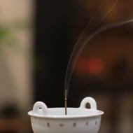 影青詩文雙耳三足小鼎香爐