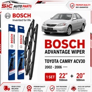 Bosch Advantage Wiper Toyota Camry ACV30 2002-2006 22+20 Inch U-Hook Front Wiper Set