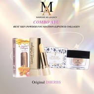 DHERBS COMBO AYU(BEST SKIN POWER+FOUNDATION+LIPSTICK COLLAGAN) meakup skincare cantik