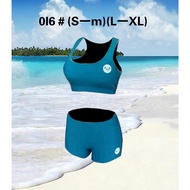 Korean Rashguard Two Piece bikini Swimwear bra shorts Swimsuit Beach Wear
