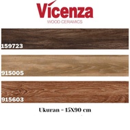 Granite Tile Vicenza Granit Lantai Motif Parket Kayu 15x90 Wood Mix B