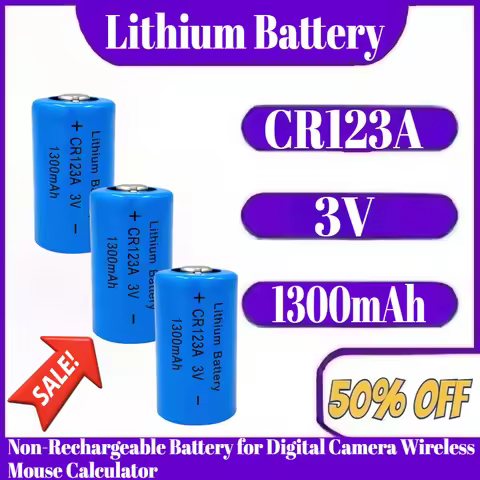 1300mAh 3V Lithium Battery 3 Volt CR123A Batteries Non-Rechargeable Battery for Digital Camera Wirel