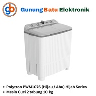 POLYTRON Mesin Cuci 2 tabung 10 kg PWM1076 Garansi Resmi Twin Tub Washing Machine