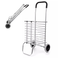 Grocery Cart Folding Shopping Cart With Wheels Stainless Shopping Grocery Basket Cart Laundry Cart