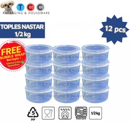 NASTAR JAR 1/ 2KG (Contents 12) KMP Mutiara Plastic Thick Round Plastic Dry Cakes