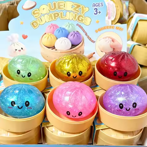 Glitter Dumpling Glitter Dumpling Squishy with Box Glitter Squishy Dumplings Squeeze for Stress Reli