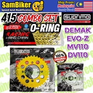 Suprimo Crevon 415 Sprocket Set With Gold Chain For DEMAK EVOZ EVO ZR MV110 DV110 DVS 110 415T Sets 