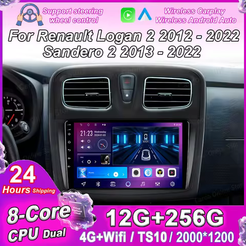 Car Android GPS Navigation For Renault Logan 2 2012 - 2022 Sandero 2 2013 - 2022 Auto Radio Stereo M