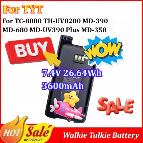 New 7.4V 26.64Wh 3.6Ah Walkie Talkie Battery for TYT TC-8000 TH-UV8200 MD-390 MD-680 MD-UV390 Plus M