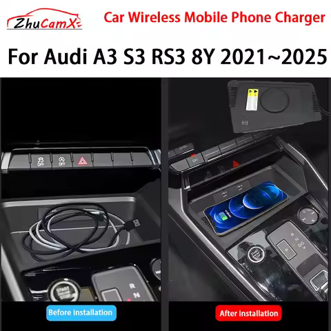 Car Wireless Mobile Phone Charger Center Console Storage QI 18W iPhone fast charge for Audi A3 S3 RS