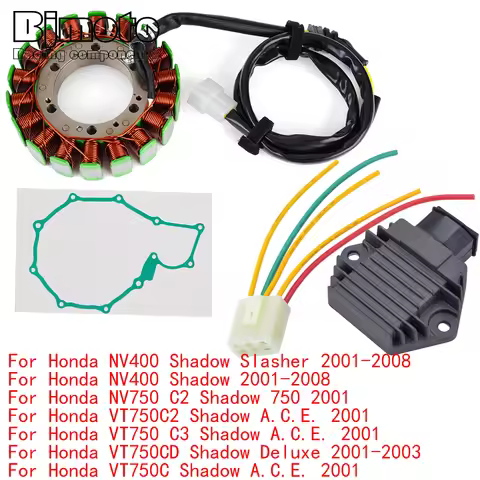 For Honda NV400 NV750 VT750 C C2 C3 CD Shadow Slasher A.C.E. Deluxe With Gasket Engine Stator Coil+V