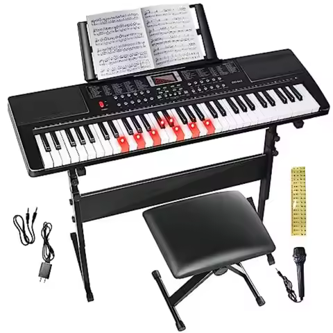 Keyboard Piano 61 Key Electric Piano Keyboard for Beginners/Professional Portable Light Up Music Key